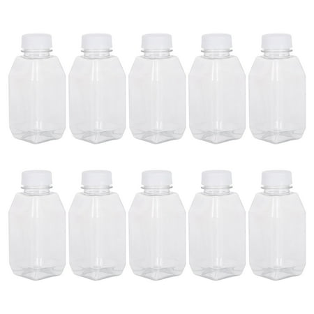 

Etereauty 10Pcs 350ML Transparent Plastic Milk Storage Bottles Beverage Drinking Bottles