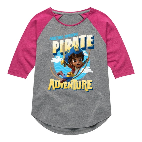 Santiago of The Sea - Another Awesome Pirate Adventure - Toddler And Youth Girls Raglan Graphic T-Shirt