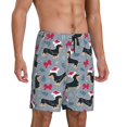 thumbnail image 2 of Balery Christmas Hat Dachshund Pantalones cortos de pijama de punto de algodón para hombre con cinturilla y bolsillos-Small, 2 of 6