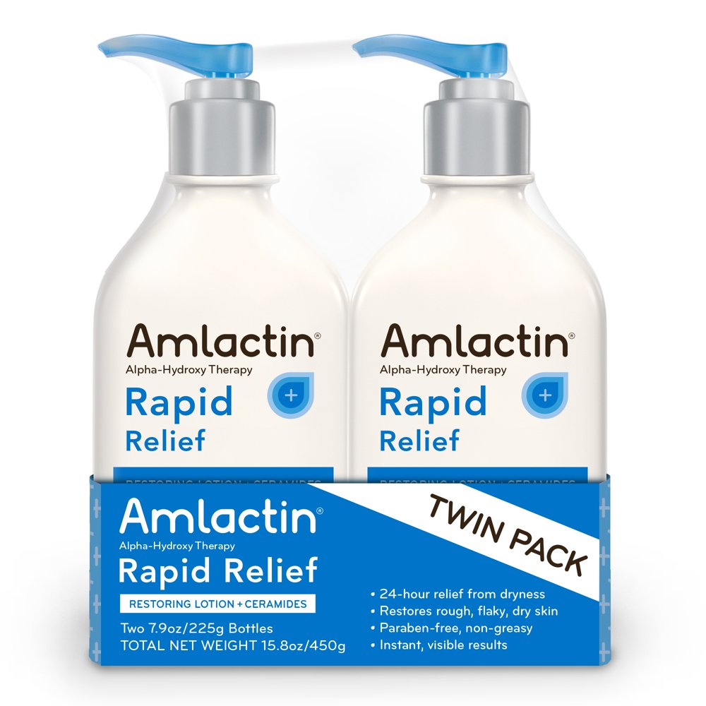 (2 Pack) AmLactin Rapid Relief Restoring Lotion + Ceramides, 7.9 Oz