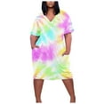 thumbnail image 2 of Usmixi Summer Dresses for Women Plus Size Pocket Swing Hem Tunic Tshirt Midi Sun Dresses Short Sleeve V-Neck Tie-Dye Print Knee-Length 2023 Casual Dress Yellow xxl Under $5, 2 of 5