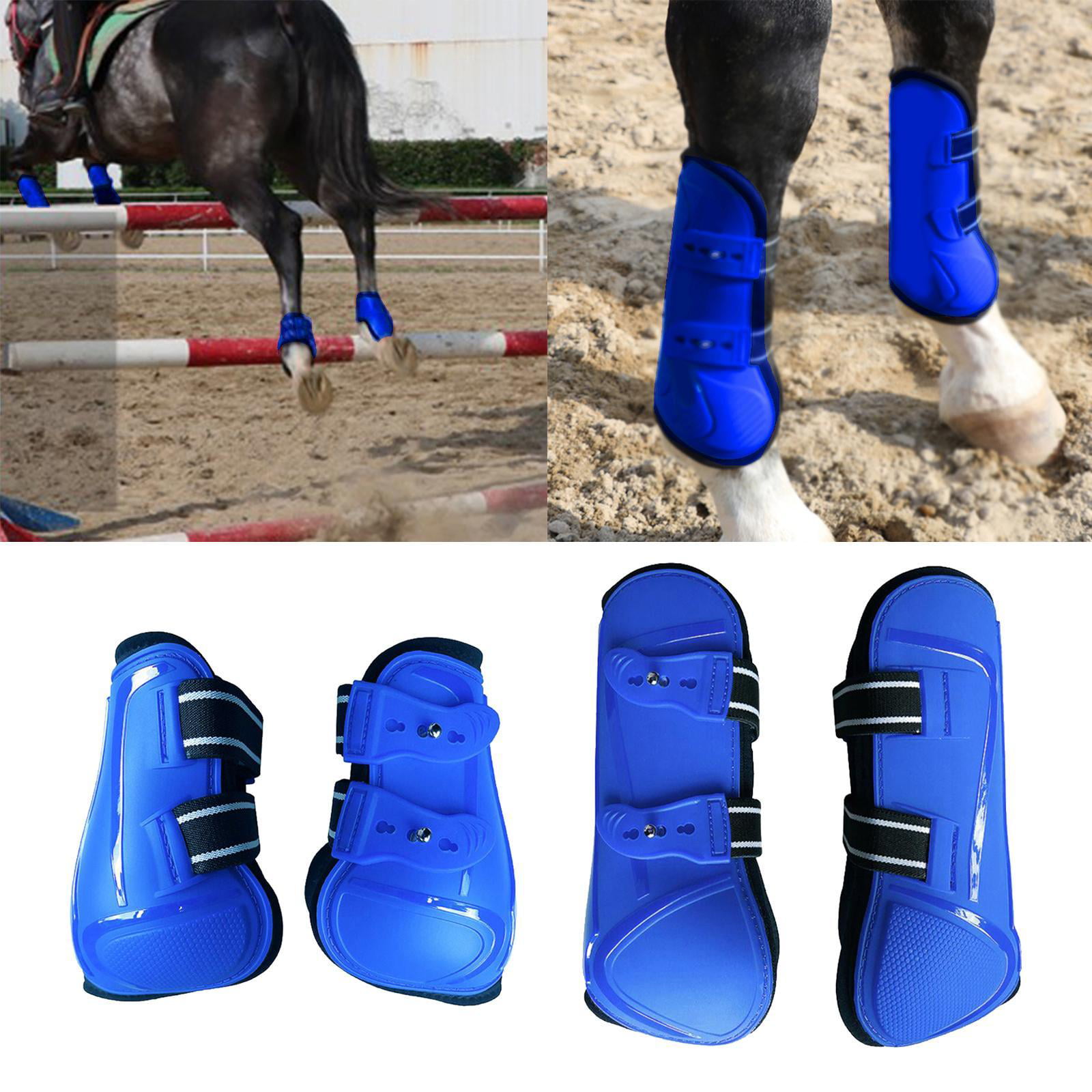 1 Pairs Horse Leg Boots Hind Leg Fetlock Boots Protection Equestrian  Black 