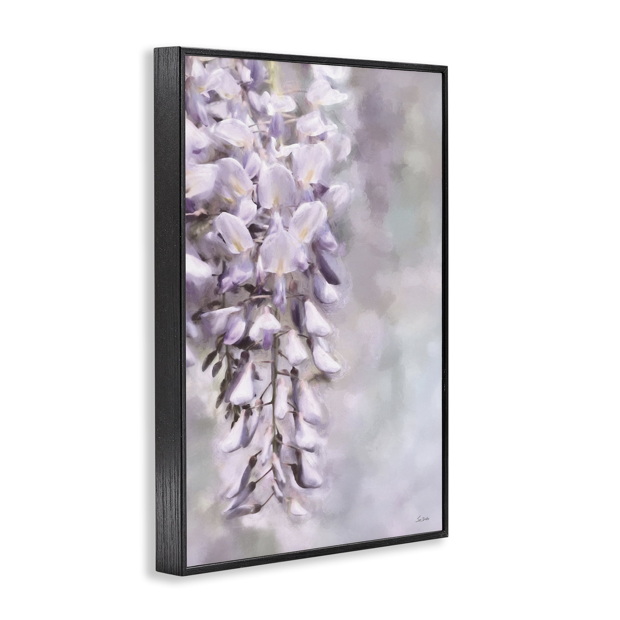 Stupell Industries Soft Foxglove Petals Botanical & Floral Painting Black Framed Art Print Wall Art, 12 x 18