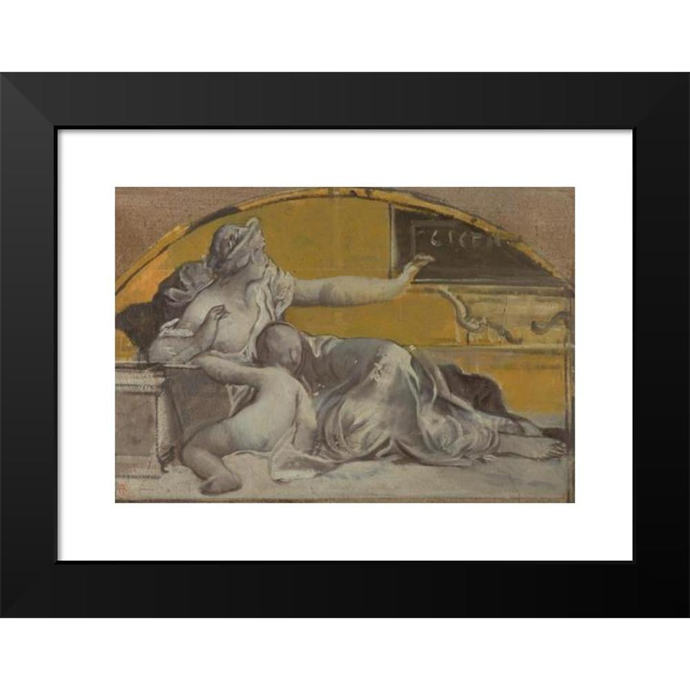 Pierre-Victor Galland 18x14 Black Modern Framed Museum Art Print Titled - Study for Tympanum in Honor of Cicero (Late 19th Century)