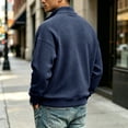 thumbnail image 6 of Dresfit Mens Mock Neck Sweatshirt Collared Waffle Sweatshirts Winter Long Sleeve Quarter Zip Pullover Knit Collared Loose Fit Shirts L, 6 of 8