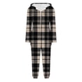 thumbnail image 5 of Women's Hooded Jumpsuit Pajamas Sleepwear Romper Long Sleeve Print Loose Fit Casual Winter Warm Loungewear Soft Fleece-Like Nightwear for Women | CSEONE,Black XL, 5 of 9