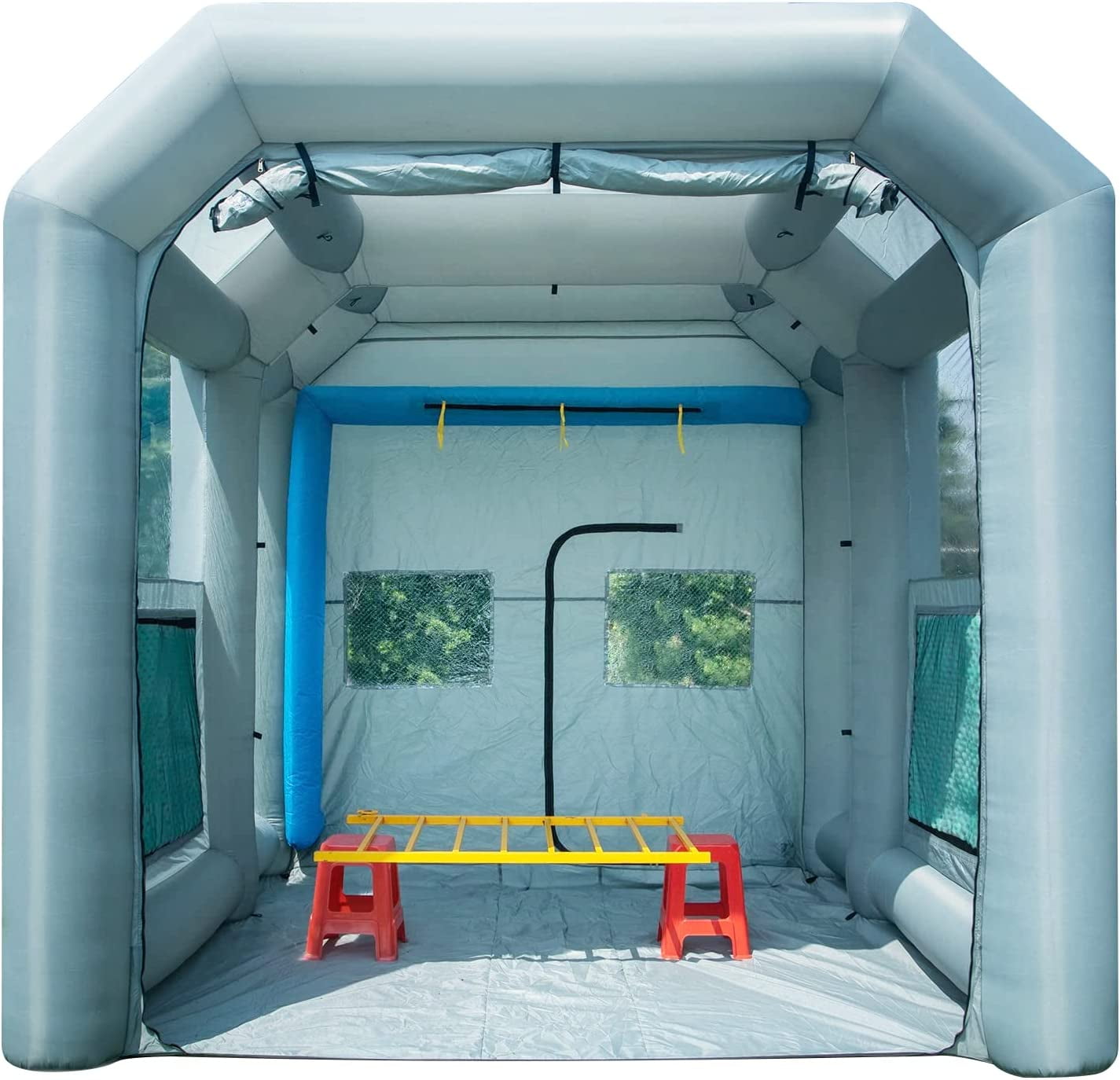 Sewinfla Indoor Inflatable Paint Booth with Air Draft Device 12.5x11.2x11.2Ft with Blowers