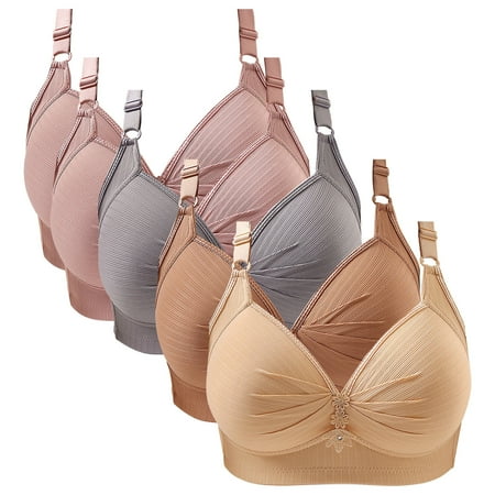 Pavied Push Up Bra Bralettes for Women Seamless Bras Women Lace Back Button Shaping Cup Adjustable Shoulder Strap Large Size Bra Feelingirl Bra Womens Bras Pink 5XL/50