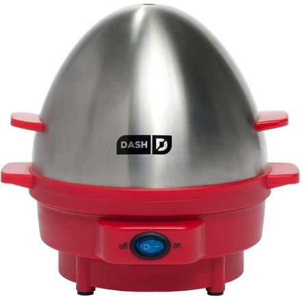 Dash Kitchen 7-Egg Rapid Egg Cooker, Red, Polish Silver