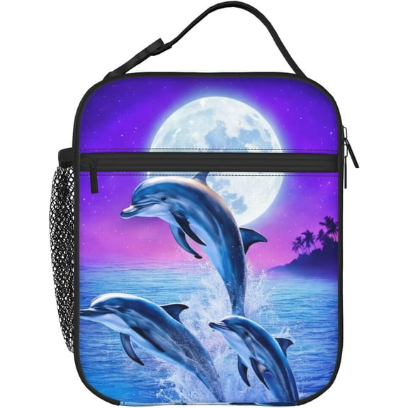 Dolphin Lunch Box Insulated Lunch Bags for WomenMen Detachable Handle Lunchbox Meal Tote Bag