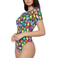 thumbnail image 2 of Gaeub Colorful Easter Eggs1 Women'S Short Sleeve One Piece Swimsuit Sexy High-Waisted Bodysuit For Swimming, Beach, Sports - Xx-Large, 2 of 9