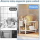 thumbnail image 3 of Escurridor de Trastes Acero Inoxidable, 2 Niveles Escurridor de Platos Con Soporte Vajilla, Estante de Vaso Y Tabla de Cortar, Secador de Trastes Para Platos, Vasos y Accesorios de Cocina (Blanco), 3 of 4