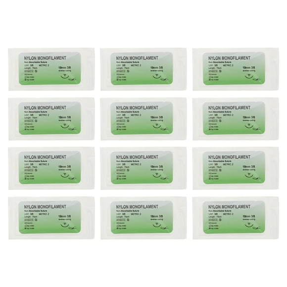 12 piezas de sutura de aguja monofilament hilo de sutura de sutura kit de enseñanza ejercicios de enseñanza