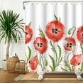 thumbnail image 3 of Pbobriich Red Floral Shower Curtain,Vinatge Flower Bathroom Shower Curtain with Hooks,60Wx72L, 3 of 5