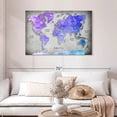thumbnail image 2 of Elephant Stock Hued World Map Wall Art - Horizontal Canvas Wall Art - Living Room Wall Decor - Map Canvas - Gray And Blue Decor - 45" x 30", 2 of 8