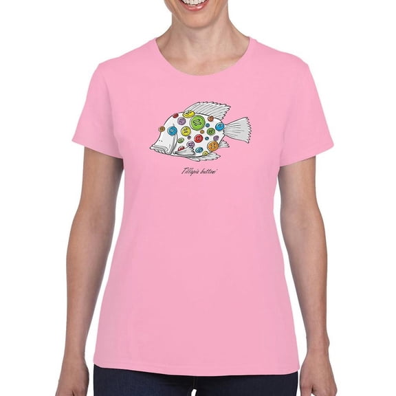Tillapia Buttoni T-Shirt Women -Engin Selcuk Designs, Female Small