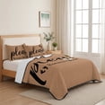 thumbnail image 5 of Twin XL Quilt Set 68''x98'', Footprint Lightweight Bedspread Coverlet Set with 2 Pillow Shams, Vintage Brown Black Please Remove Your Shoes Breathable All Season Quilt Bedding for Dorm/Guest Room, 5 of 9