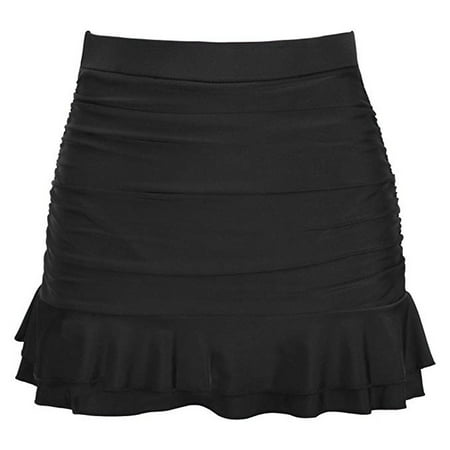 Yoodem Swimming Skirt Sarong Wraps for Women Wrap Skirt Women Skirted Bikini Bottom High Waisted Shirred Bottom Ruffles Swimwear  Sarong Coverups for Women Bikini Cover Up Black M