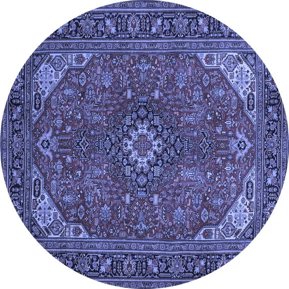 Ahgly Company Indoor Round Medallion Blue Traditional Area Rugs, 3' Round