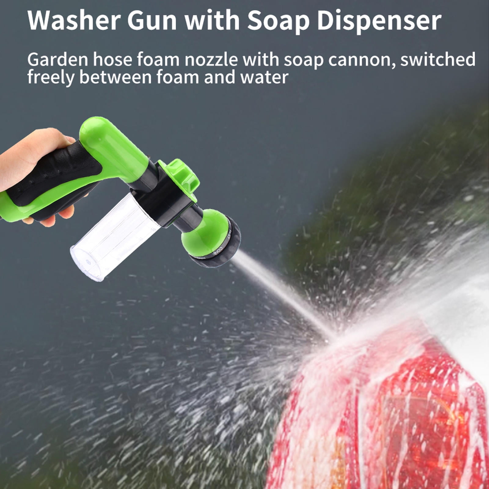 BIMZUC 8‑Pattern Foam Car Wash Sprayer – Dual‑Use Hose Nozzle, Anti‑Freeze & Rust, 4.7”×9.1”×2” for Cars & Home