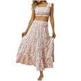 thumbnail image 1 of Birdeem Dresses for Women Ladies Summer Fashion Comfortable Sleeveless Printed Ruffle Hem Set Skirt, 1 of 12