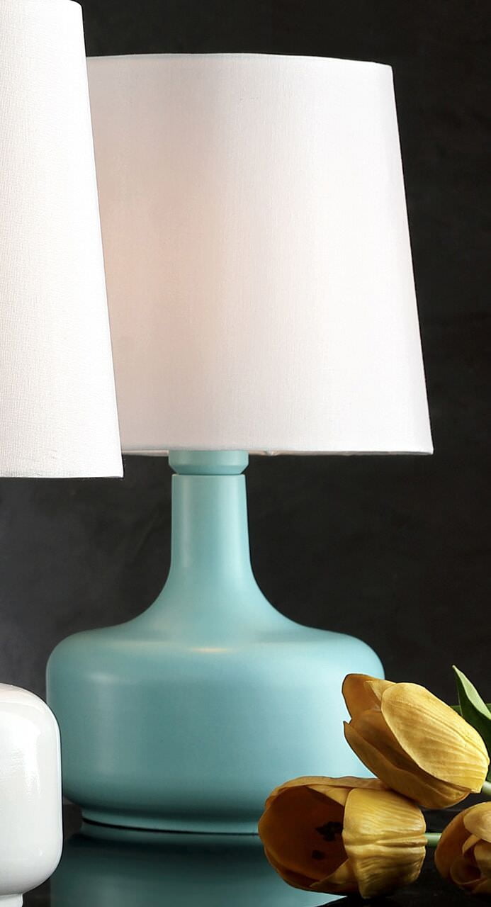 E27 A 60W LS-23204ORN Orange Ceramic/White Linen Shade Lite Source Mini Table LAMP 