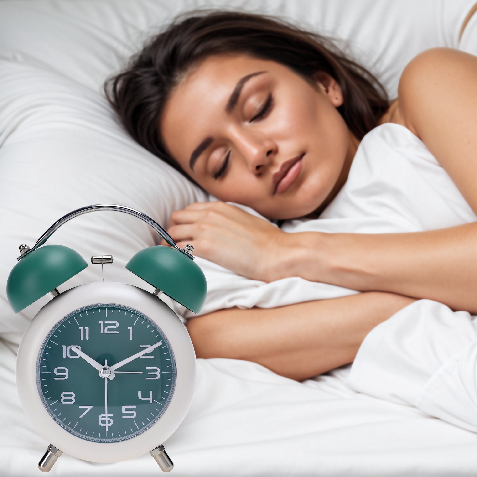 Unique Bargains 2 Pcs Old Fashioned Circle Loud Alarm Clock Green