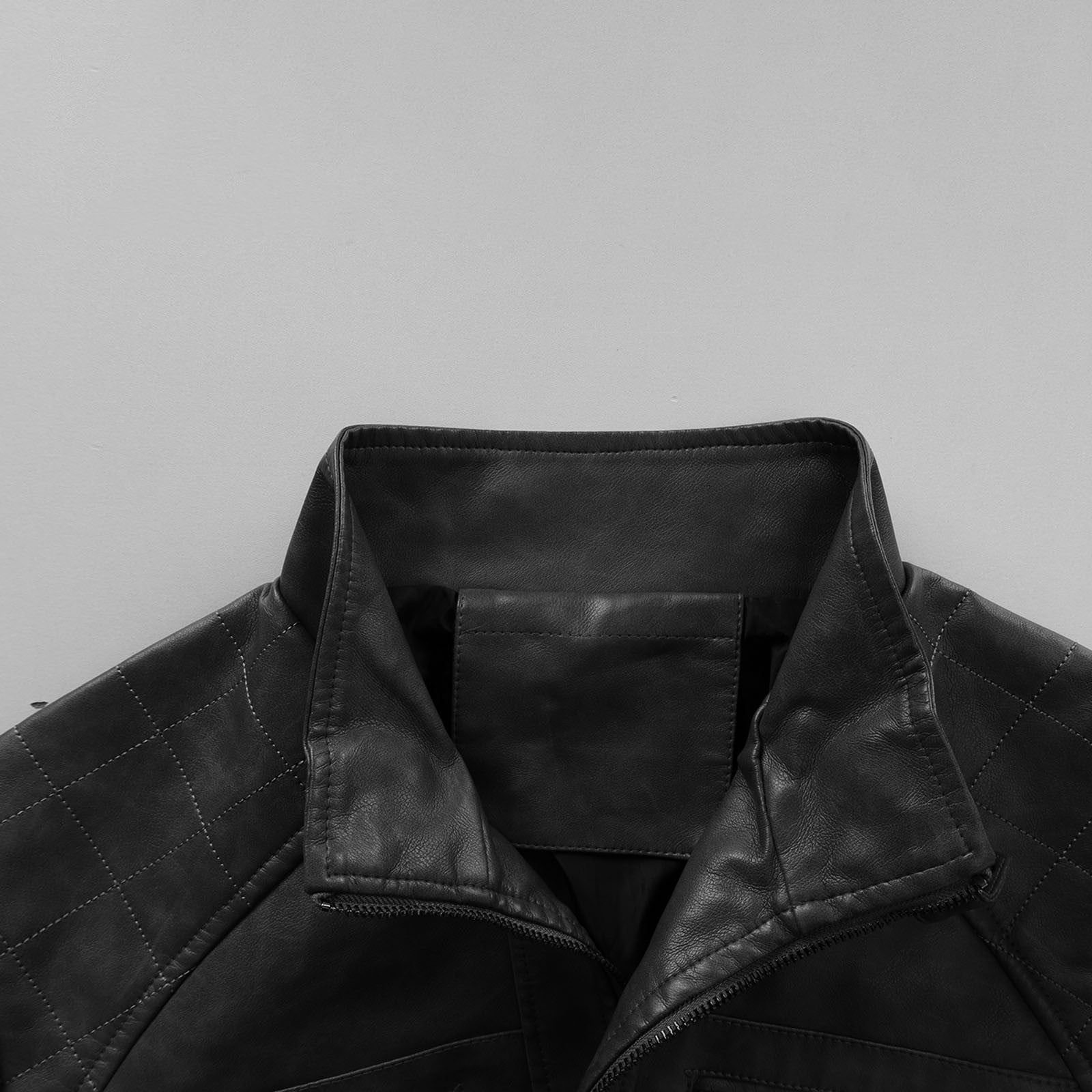 Olyvenn Cafe Racer Distressed Mens Lambskin Leather Jacket - Genuine Men Leather Jacket - Mens Leather Biker Jacket Black 8
