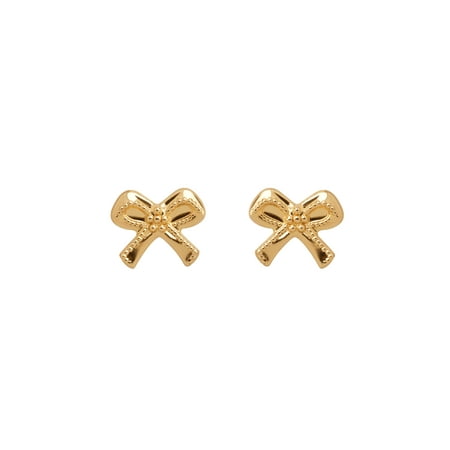 Brilliance Fine Jewelry 10K Yellow Gold Polished Tiny Bow with Safety Back Earrings