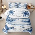 thumbnail image 2 of jejeloiu Coastal Sketch Beach Twin Quilt Set,Palm Chair Seascape Twin Coverlet Set For Boys,Blue White,2 Pieces, 2 of 7