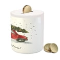 thumbnail image 3 of Christmas Piggy Bank, Retro Style Car Xmas Tree Vintage Family Style Illustration Snowy Winter Art, Ceramic Coin Bank Money Box for Cash Saving, 3.6" X 3.2", Green Vermilion, by Ambesonne, 3 of 4