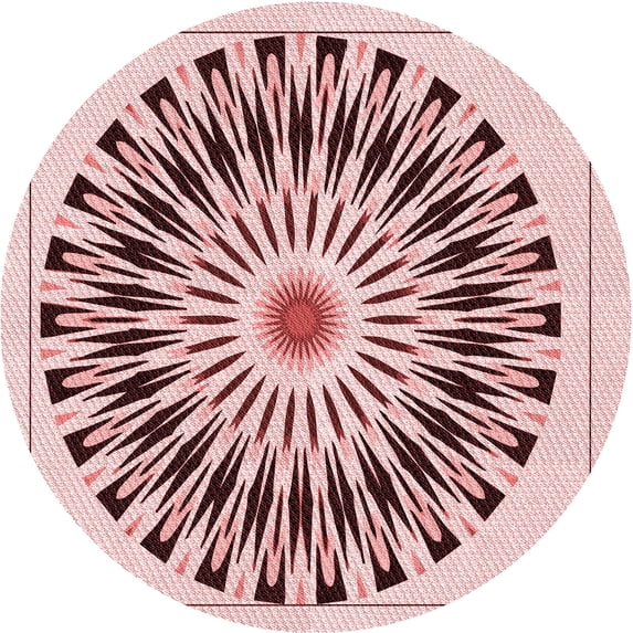 Ahgly Company Indoor Round Patterned Light Rose Pink Area Rugs, 3' Round