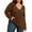 Khaki, variant on Women's Oversized V Neck Long Sleeve Knitted Sweater Comfortable, Stylish, Versatile, Machine Washable, Size Details