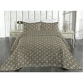 thumbnail image 2 of Ambesonne Geometric Quilted Bedspread Set 3 Pcs, Ethno Ornamental Floral, Twin, Taupe and Dark Eggshell, 2 of 4