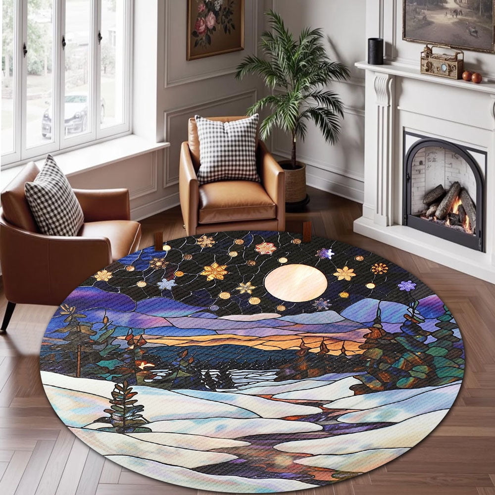 Round Area Rug, Sunset Non-Slip Floor Mat, Soft Washable Carpet for Living Room Bedroom Decor 24 Inch