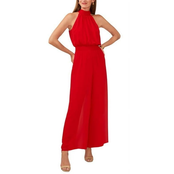 Vince Camuto Women's Halter Tie-Back Wide-Leg Jumpsuit (Ultra Red, X-Small)
