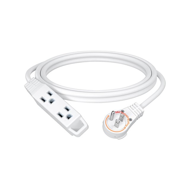 Cable de alimentación DEWENWILS, enchufe giratorio plano de 3 salidas, 3 m, 125 V