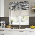 thumbnail image 4 of Beige Black Stripe Curtain Valances for Windows, Kitchen Valance Window Treatments Panel 2 Pack, Modern Abstract Wave Striped Rod Pocket Short Curtains for Bathroom Bedroom 42 x 18 Inch, 4 of 8