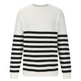 thumbnail image 4 of Simua Women's 2024 Fall Loose White Black Striped Knit Pullover Sweaters Crewneck Long Sleeve Top Cozy Outfits, 4 of 7