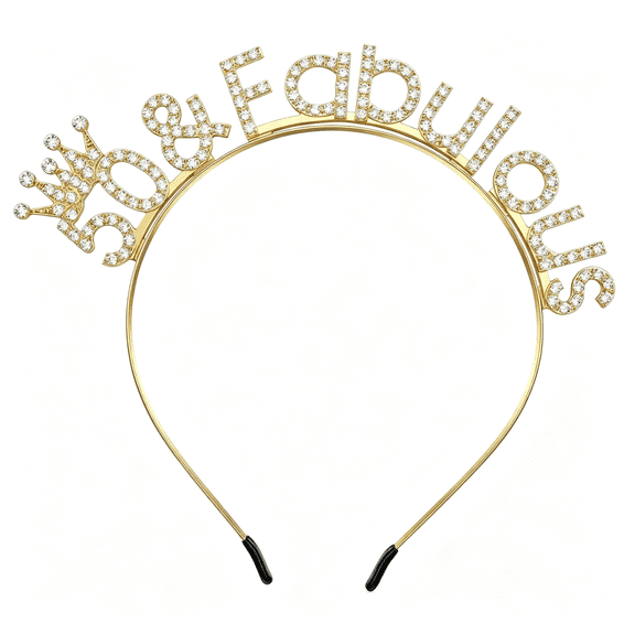 DESIGNICE 50Th Birthday Crown,50Th Birthday Tiara for Women,Gold Tiara with Rhinestones 50Th Crown