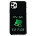 thumbnail image 1 of DistinctInk Clear Shockproof Hybrid Case for iPhone 11 Pro (5.8" Screen) - TPU Bumper, Acrylic Back, Tempered Glass Screen Protector - Black Green Kiss Me I'm Irish, 1 of 2