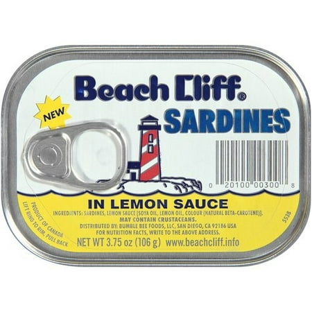 (4 Pack) Beach Cliff Sardines in Lemon Sauce, Canned Food, High Protein Snacks, 3.75oz (Best Tasting Canned Sardines)