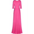 thumbnail image 2 of Bon Rosy, Women's, 3/4 Sleeve Deep V-Neck Maxi Faux Wrap Solid Dress, Hot Pink, S, 2 of 5