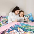 thumbnail image 5 of jejeloiu Coastal Town Watercolor Twin Comforter Sets Kids,Pink Cherry Blossom Bedding Set,Reversible,2pcs, 5 of 8
