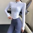 thumbnail image 3 of Chaqueta deportiva Ropa de yoga ajustada para mujer Camiseta de manga larga con cremallera Cárdigan ajustado Ropa de entrenamiento para correr, 3 of 6