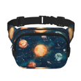 thumbnail image 1 of Saiise Solar System And Planets Pattern Double Compartment Fanny Pack Square Waist Bag Adjustable Hands Free Running Hiking Belt Pack Travel Security Twill Crossbody, 1 of 9