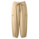 thumbnail image 4 of Pantalones de Lino Mujeres Color Sólido Cintura Elástica Pantalones de Ropa de Trabajo Casual Longitud Del Tobillo Verano, 4 of 8