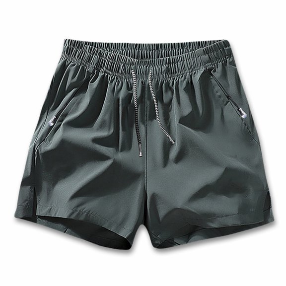 Mrzhqd Men Shorts Summer Solid Color Ice Sense Zip Pocket Plus Size Men Beach Short Army Green L