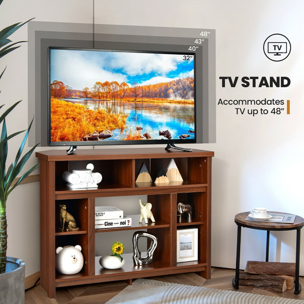 Finihen TV Stand, TV Cabinet, Modern Corner TV Stand with Adjustable Shelves for TVs up to 48 Inch, Media Entertainment Center with Storage, for Living Room, Bedroom, Coffee