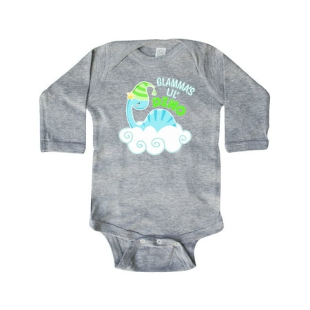 

Inktastic Glamma s Lil Dino with Cute Blue Baby Dinosaur Gift Baby Boy or Baby Girl Long Sleeve Bodysuit